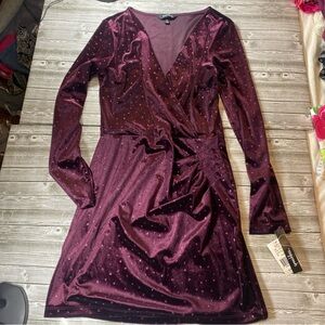 Speechless Deep Purple Velvet Long Sleeve Dress